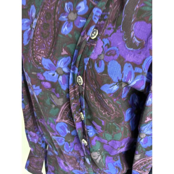 Vintage Patty ONeil Midi Dress 8 Dark Floral Paisley Purple High Neck Whimsigoth - Picture 3 of 14